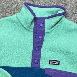 Patagonia Jacket Youth L 12 Green Teal Synchilla Fleece Snap T Pullover